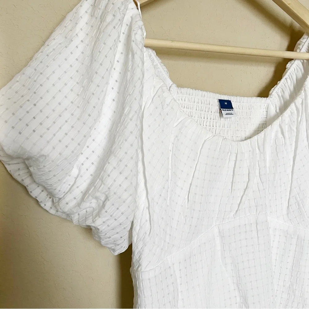 Old Navy White Puff Sleeve Cropped Blouse